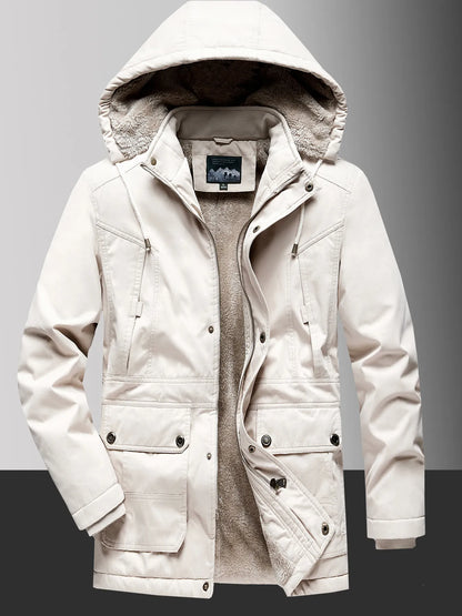 Men's Plus Size Fleece Lined Hooded Winter Coat