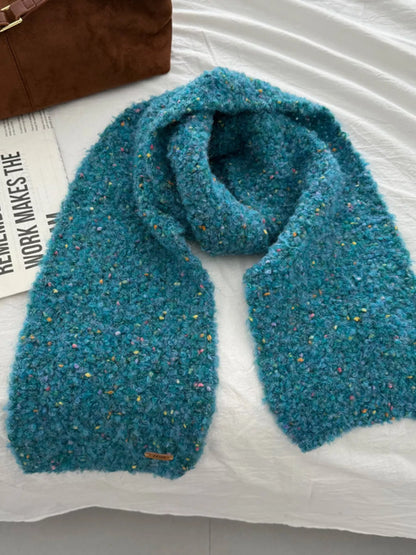 Cozy Knitted Multicolor Speckled Scarf