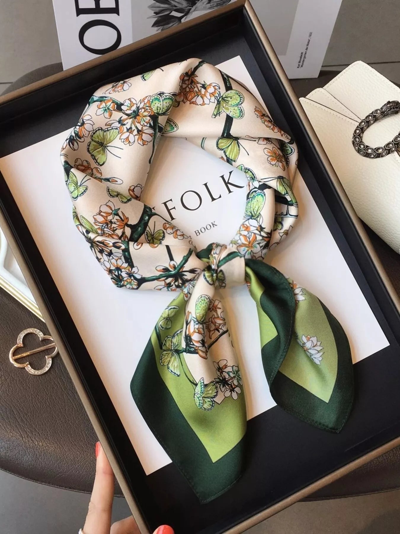 Floral Print Silk Scarf