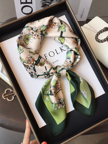 Floral Print Silk Scarf