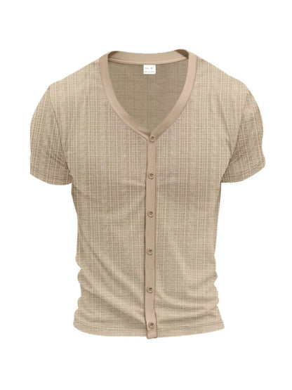 Men's Full Size V-Neck Button-Down Top Plus Size