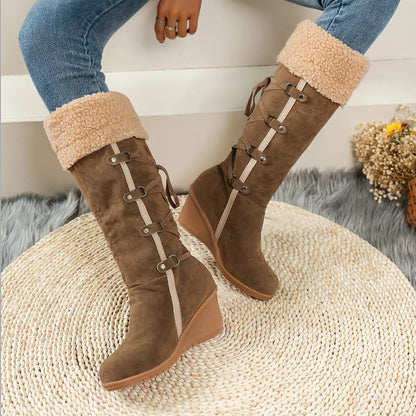 Round Toe Wedge Boots
