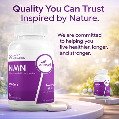 WINYEL Cellular Energy Complex Per Serving, 10-in-1 Formula, Zero Filler, With Vitamin C, Resveratrol, CoQ10, TMG, Quercetin & Glutathione Capsules