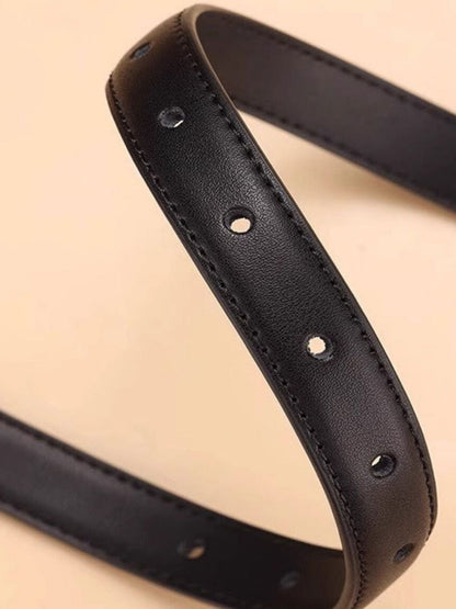 Classic Leather Belt with Silver Buckle