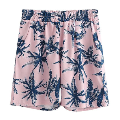 Men's Full Size Tropical Print Hawaiian Style Top and Shorts Set Plus Size