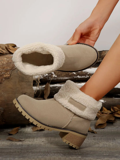 Thermal Fuzzy Block Heel Boots