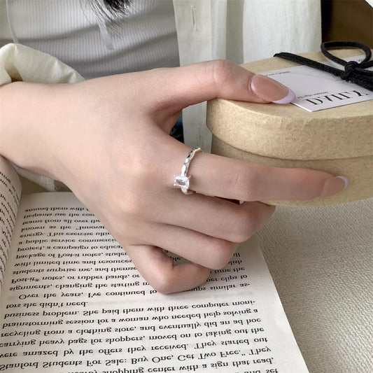 925 Sterling Silver Zircon Geometric Ring