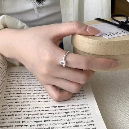 925 Sterling Silver Zircon Geometric Ring