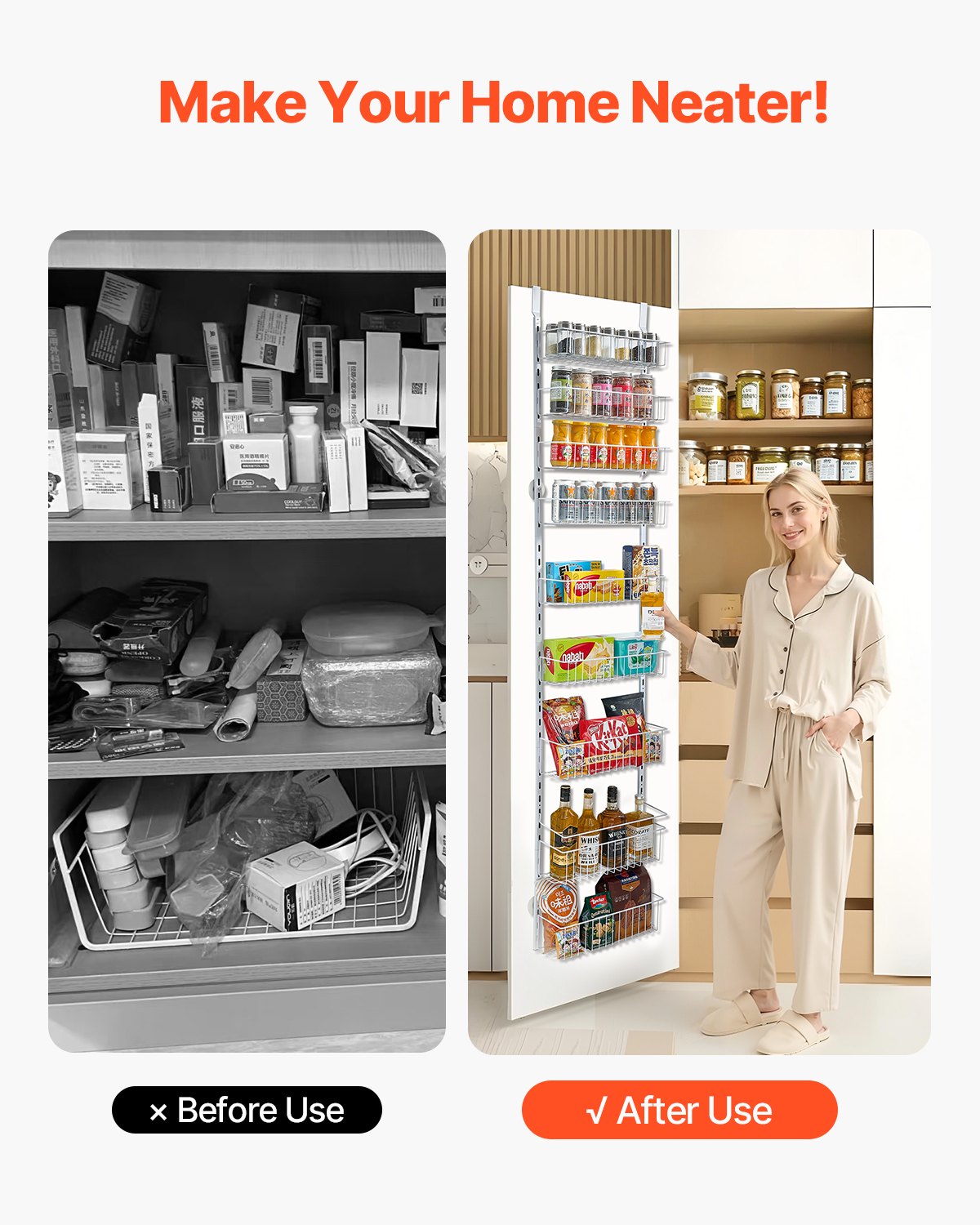 9-Tier Over The Door Pantry Organizer Hanging Storage Rack Adjustable Kitchen