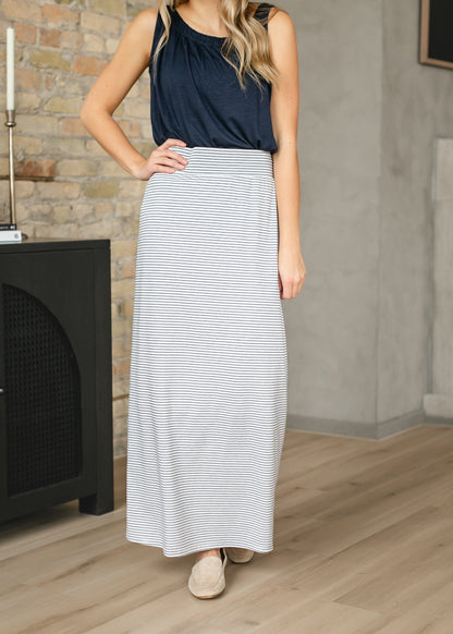 Clarise Striped Premium Knit Maxi Skirt