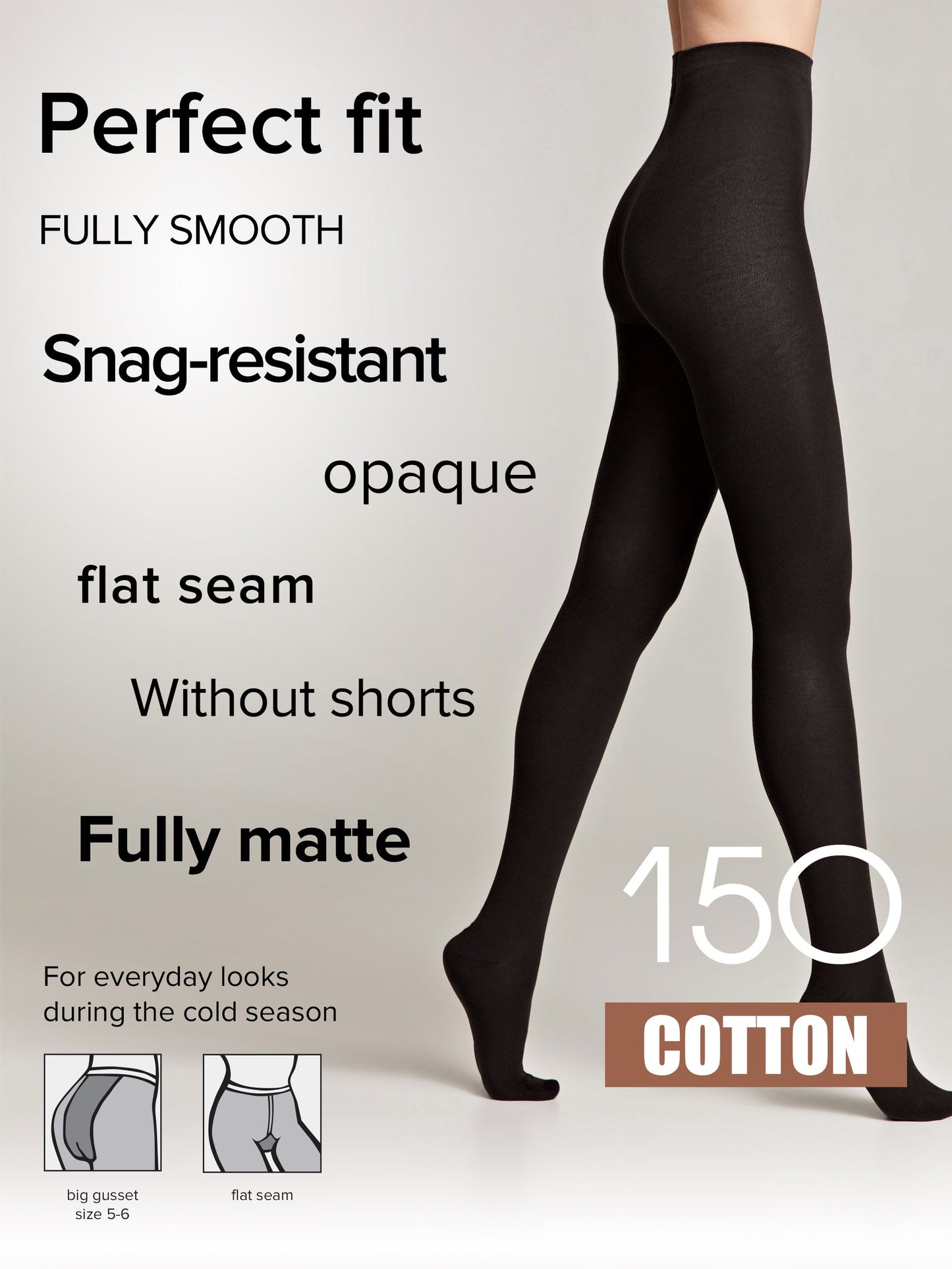Tights Conte Cotton 150 Den - Warm Opaque