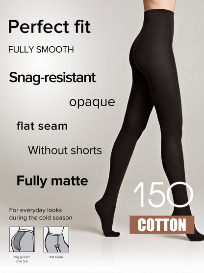 Tights Conte Cotton 150 Den - Warm Opaque