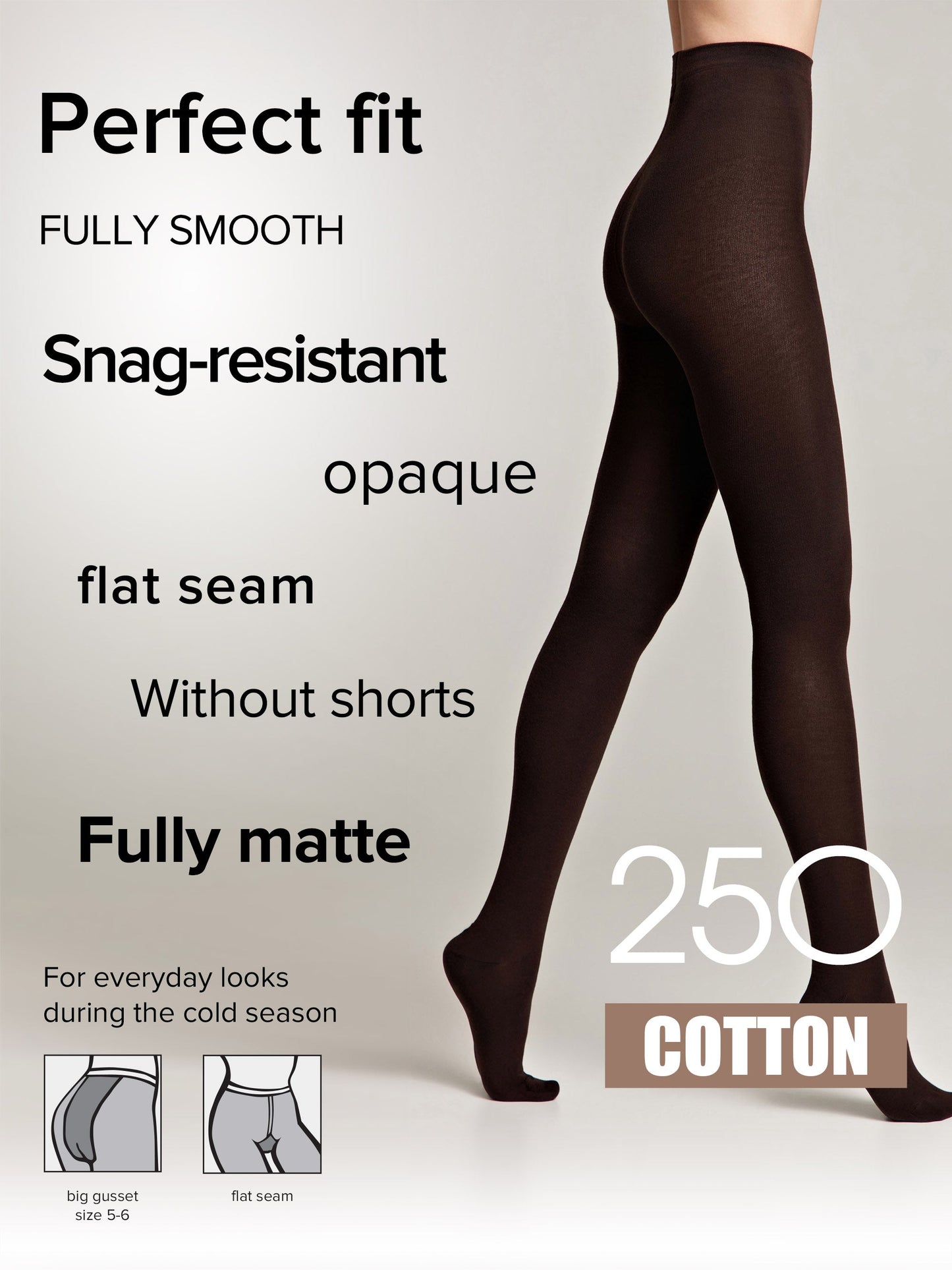 Tights Conte Cotton 250 Den - Warm Opaque