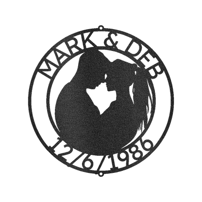 Couple Silhouette Personalized Gifts - Custom Metal Sign, Anniversary/Wedding Gift