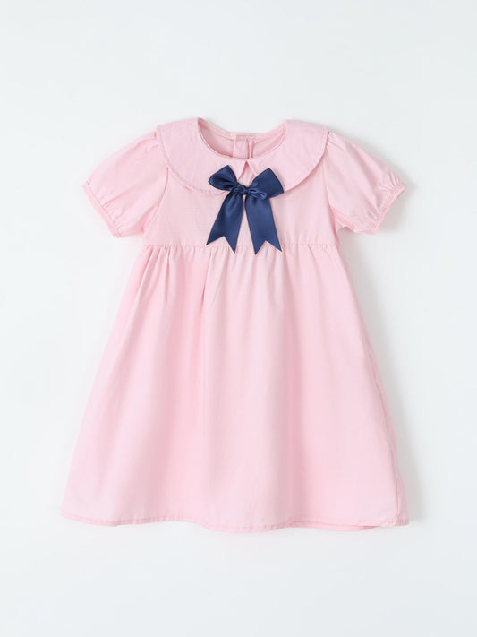 Children's Bowknot Peter Pan Collar Dress