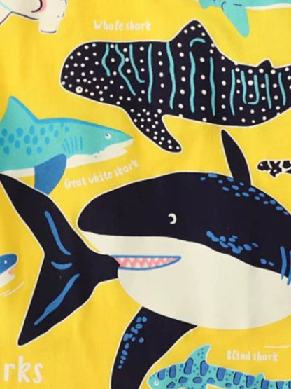 Children's Shark Print Short Sleeve T-Shirt