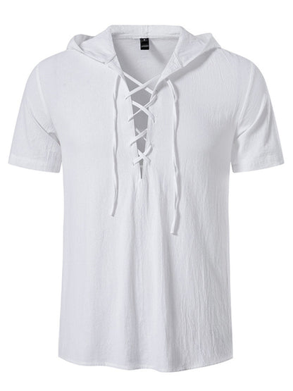 Men's Casual Lace-Up Hooded Top