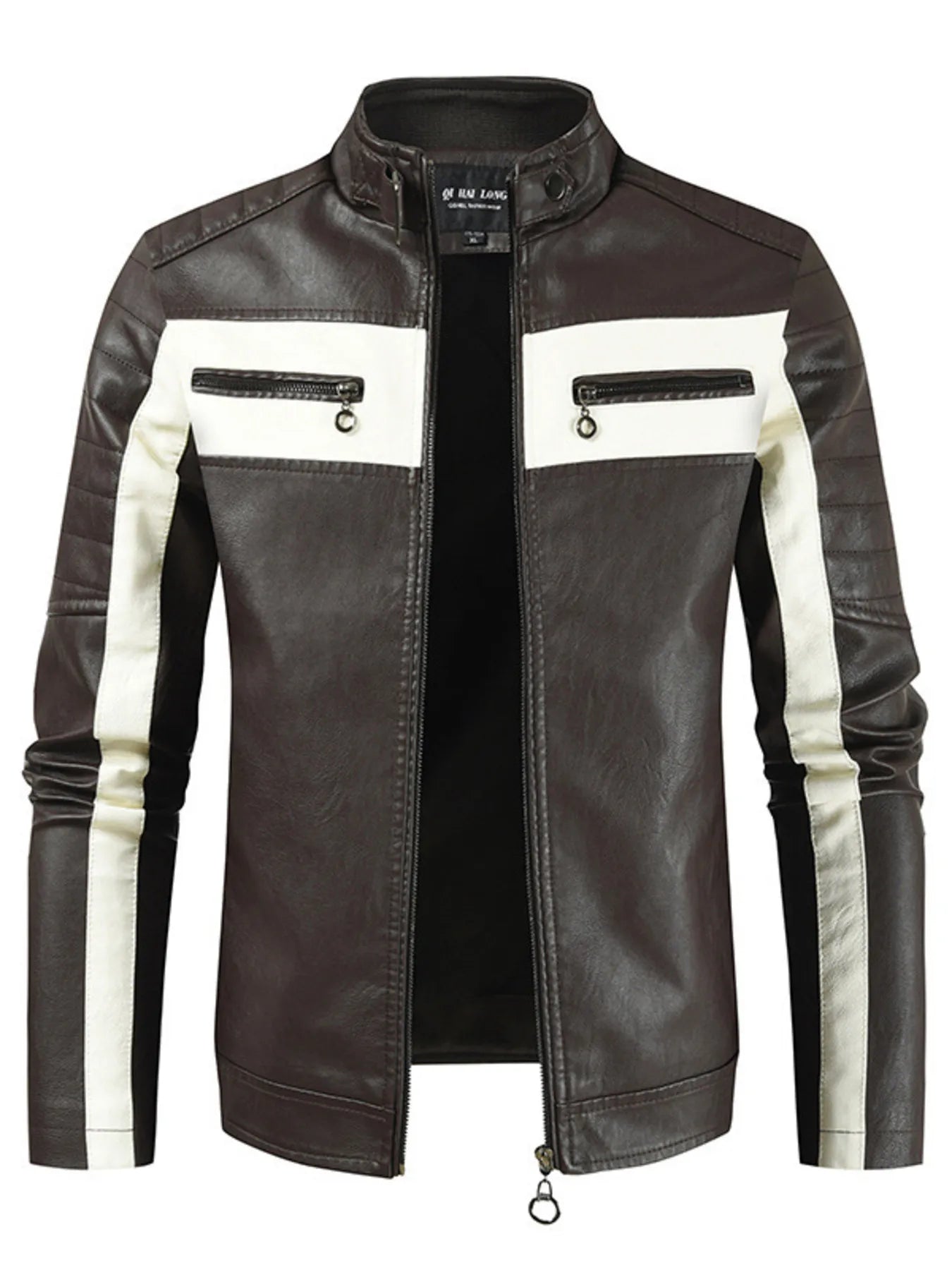 Men's Plus Size Contrast Zip Up Long Sleeve Jacket