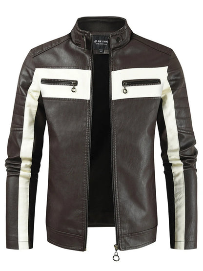 Men's Plus Size Contrast Zip Up Long Sleeve Jacket