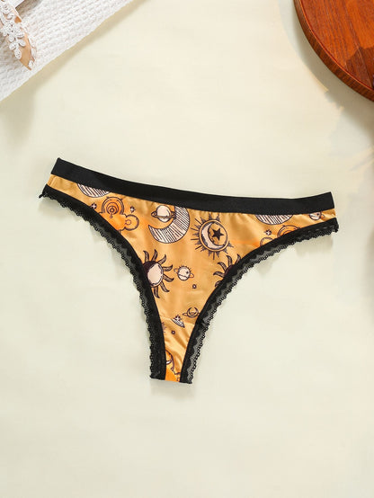 Plus-size Lace-trimmed Low-rise Seamless Floral-print Womens Panties