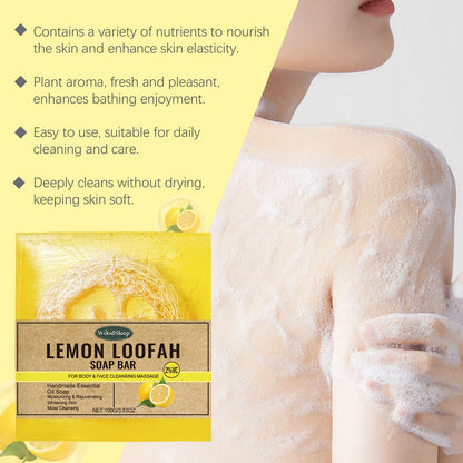 WoodSleep Loofah Lemon Essential Oil Soap Gently Cleanses Body And Skin With Refreshing Oil Control Treatment Soap