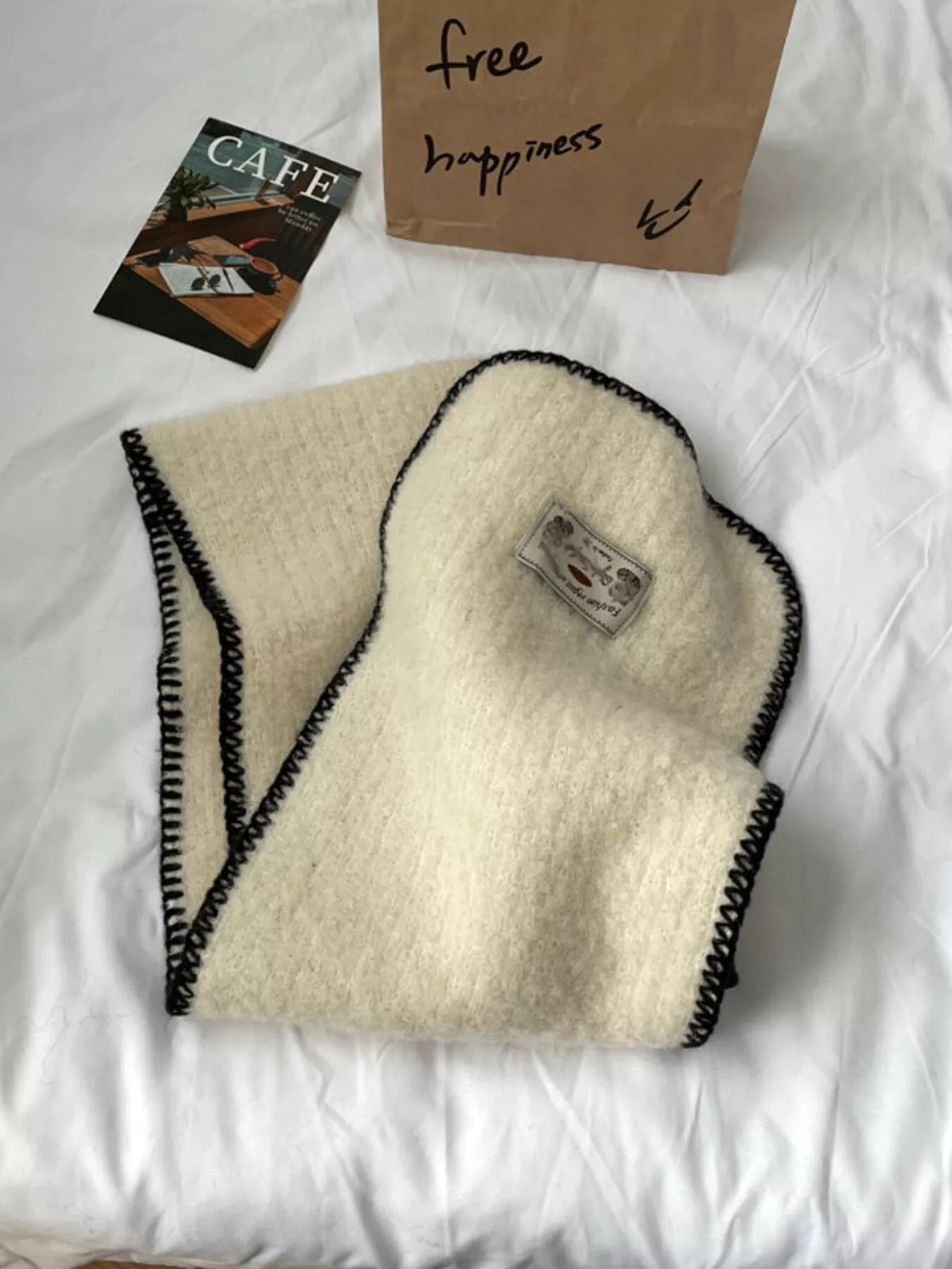 Contrast Trim Plush Winter Scarf