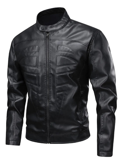 Men's Full Size Leather Zip Up Jacket Plus Size