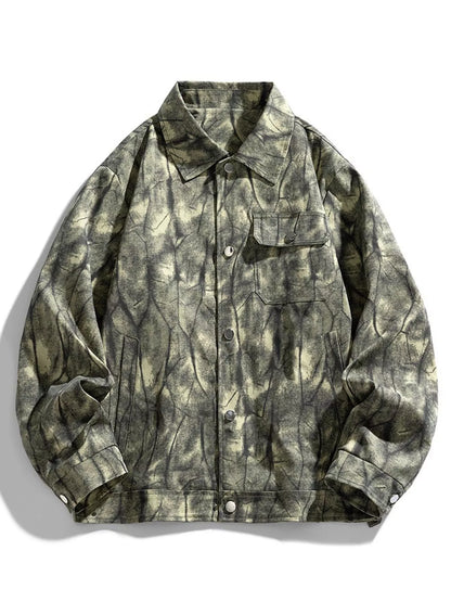 Men's Plus Size Abstract Print Long Sleeve Casual Jacket
