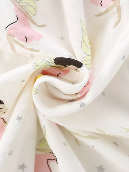 Children's Fairy Print Peter Pan Collar Puff Sleeve Dress