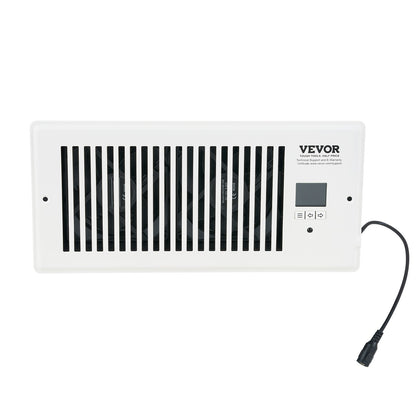 VEVOR Register Booster Fan, Quiet Vent Booster Fan Fits Register Holes, With Remote Control And Thermostat Control, Adjustable Speed For Heating Cooling Smart Vent, White