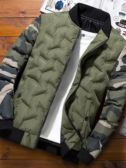 Men's Full Size Camouflage Padded Bomber Jacket Plus Size
