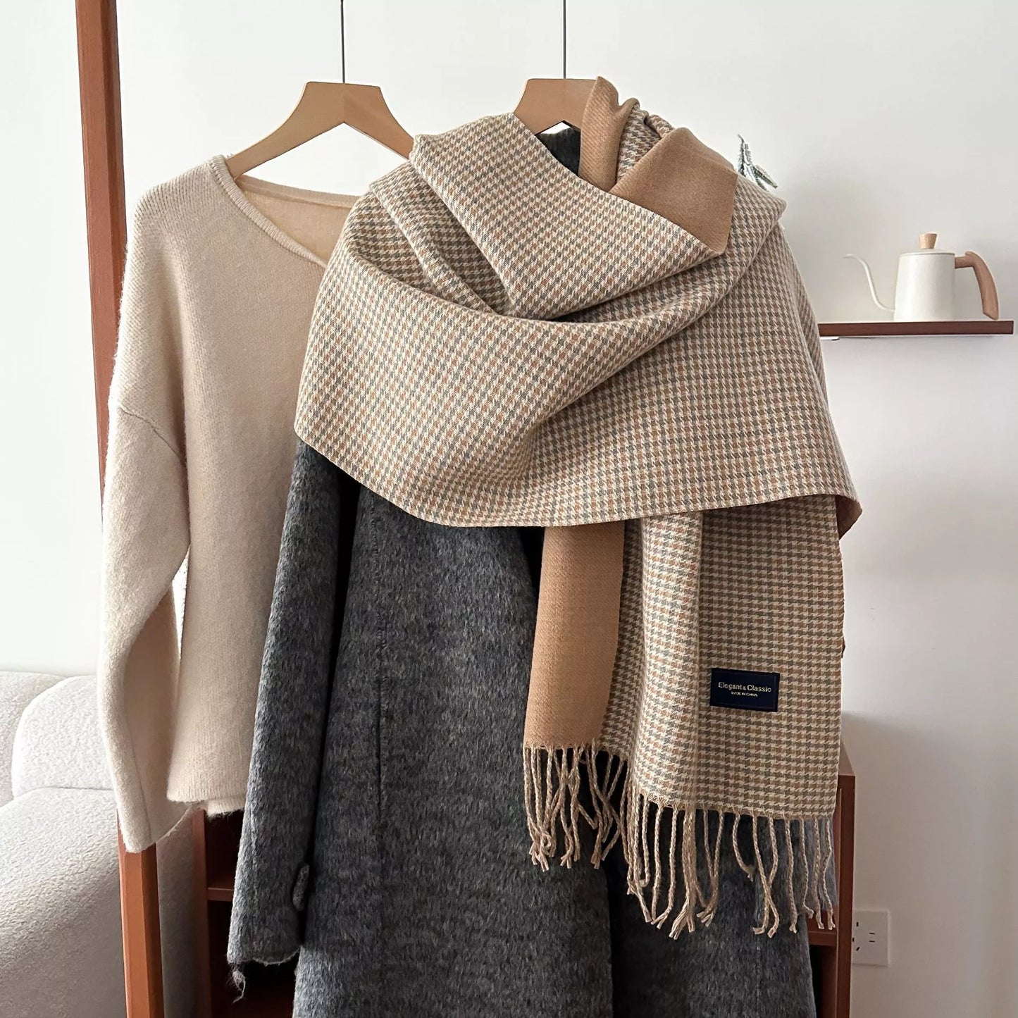 Plaid Fringe Warm Winter Scarf