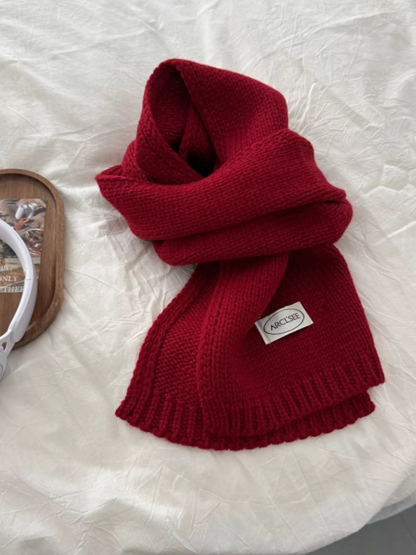 Solid Color Knitted Winter Scarf