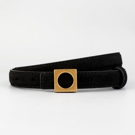 Leather Square Buckle Skinny Belt