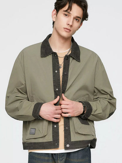 Men's Plus Size Snap Down Long Sleeve Jacket