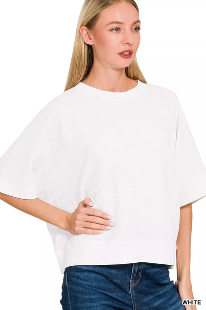 Zenana Double Knit Banded Bottom Short Sleeve Top