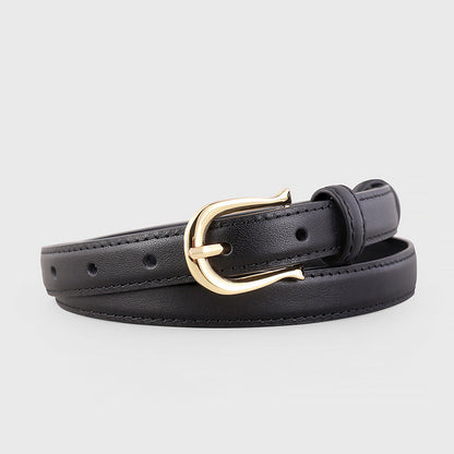 Leather Belt with Golden Buckle