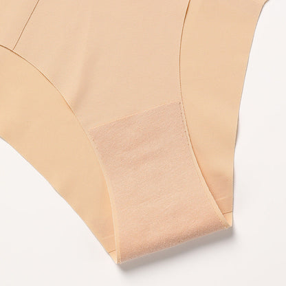 Wavy Lace V-shaped Waist Seamless Ice Silk Girl's Underwear One-piece Large Size Pure Cotton Crotch Women's Briefs