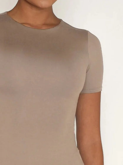Round Neck Short Sleeve Swim Top