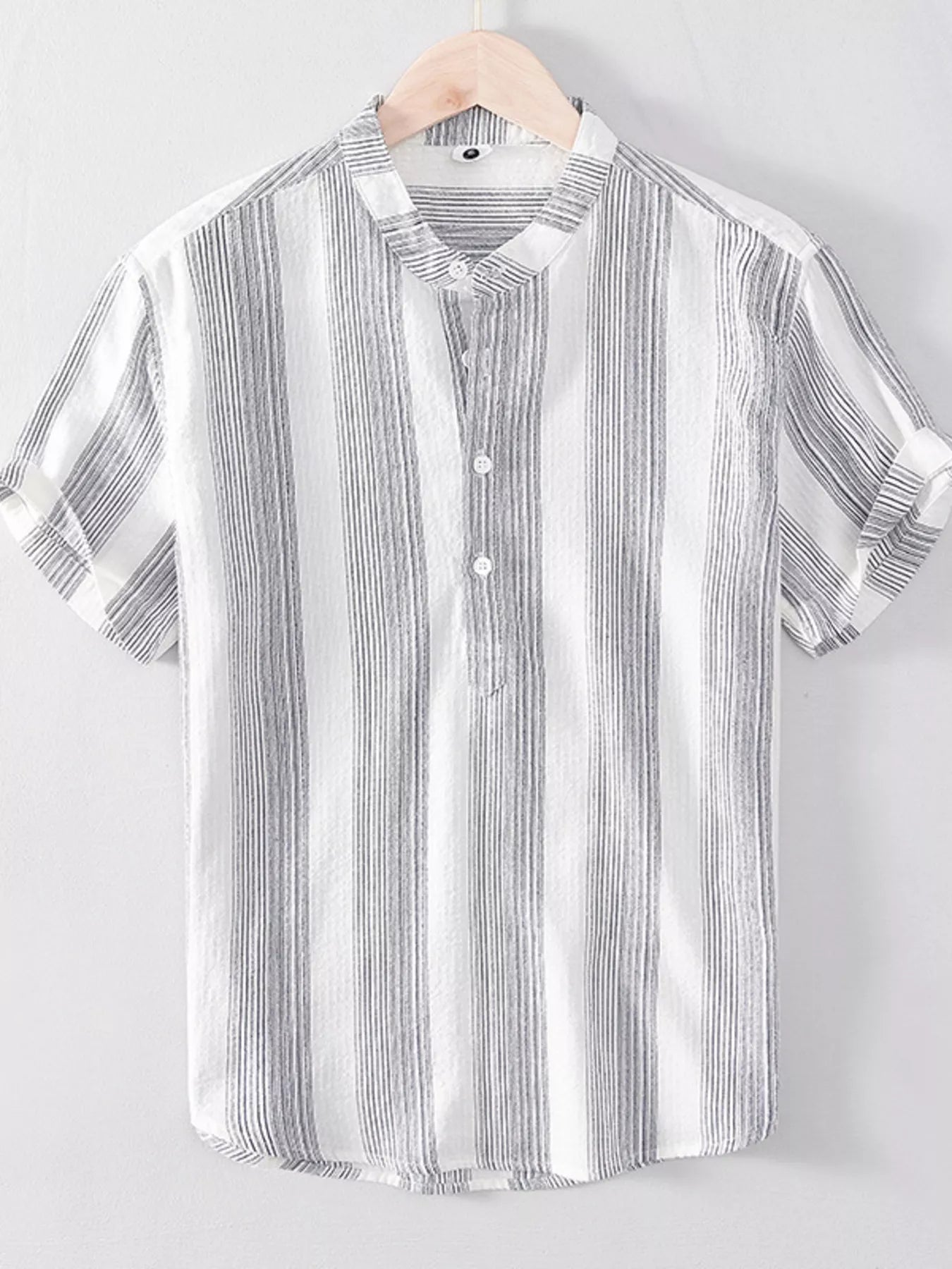 Men's Plus Size Striped Short Sleeve Blouse