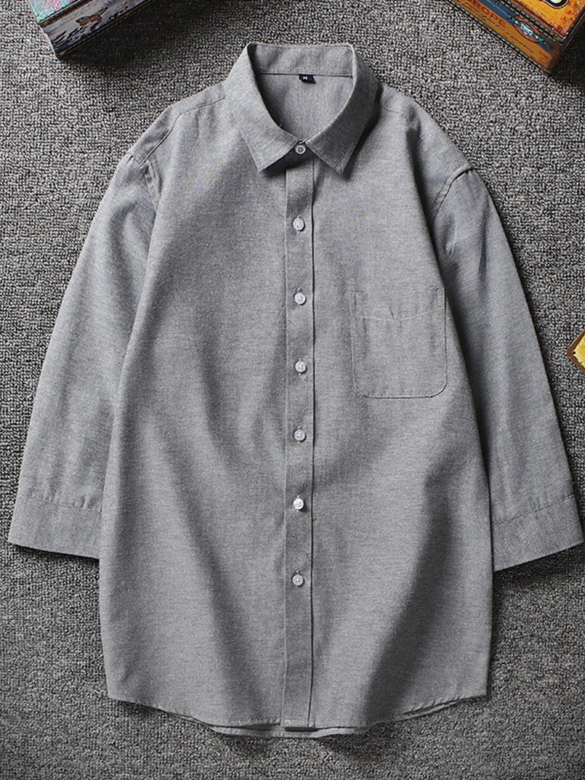 Men's Plus Size Casual Solid Color Button Up Shirt