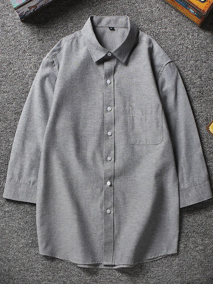 Men's Plus Size Casual Solid Color Button Up Shirt