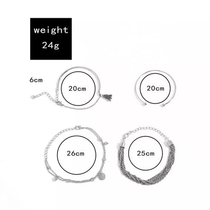 4 Piece Silver-Plated Minimalist Bracelet