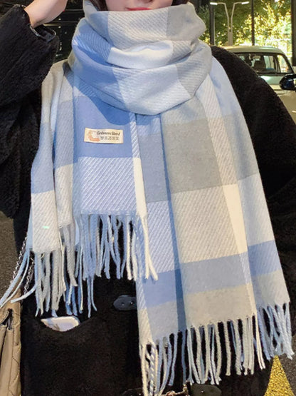 Fringe Plaid Scarf
