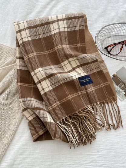 Classic Fringe Plaid Scarf