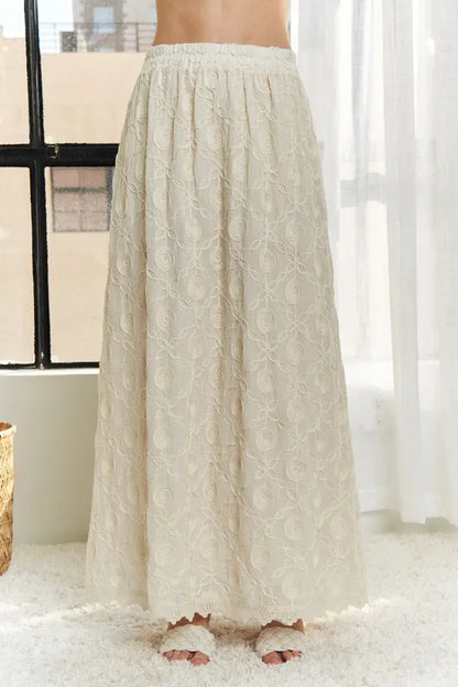 ADORA Elastic Waist Applique Maxi Skirt