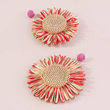 Sunflower Rattan Dangle Earrings