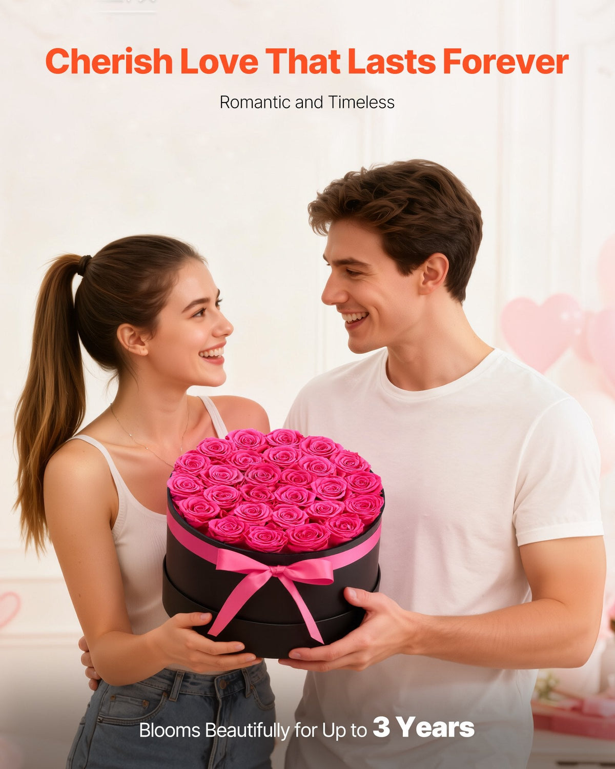 Forever Flowers, 27 Preserved Roses In A Box, Eternal Flowers Immortal Bouquet Birthday Present For Delivery Prime Women Her Wife Mothers, Anniversary, Valentine's Day,Christmas, Rose Red