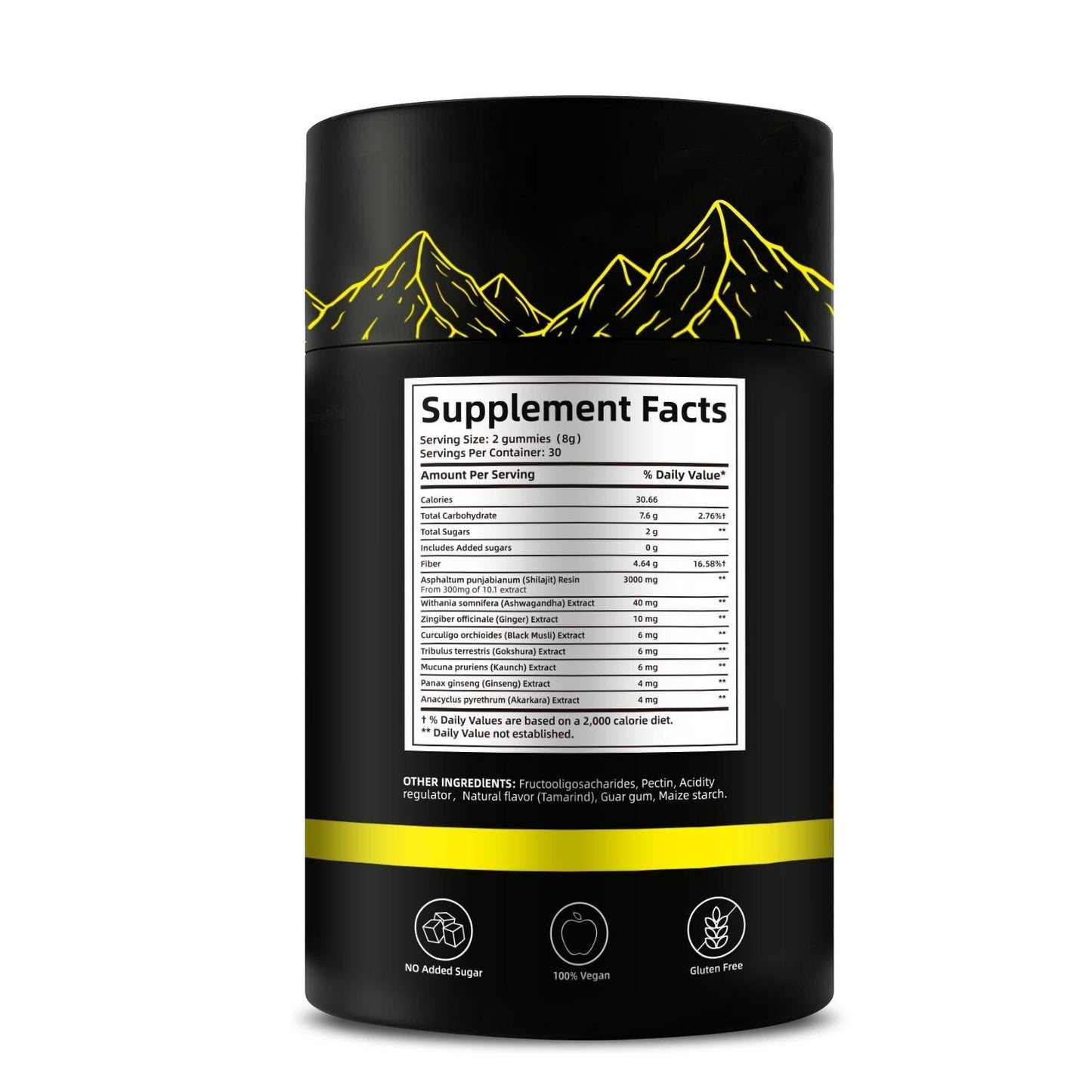 Pure Himalayan Shilajit Gummies  With Ashwagandha, Gokshura & Other Herbs No Added Sugar 60 Chewables Edible Supplement