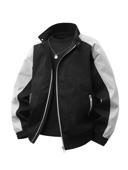 Men's Plus Size Color Block Casual Bomber Jacket